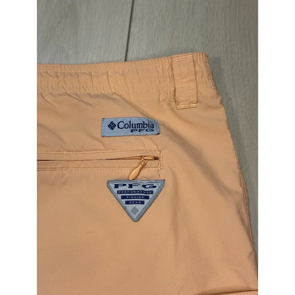 VTG Columbia PFG‎ Omni-Shade Peach Nylon Fishing Swim Shorts Men's 2X UPF FLAWS